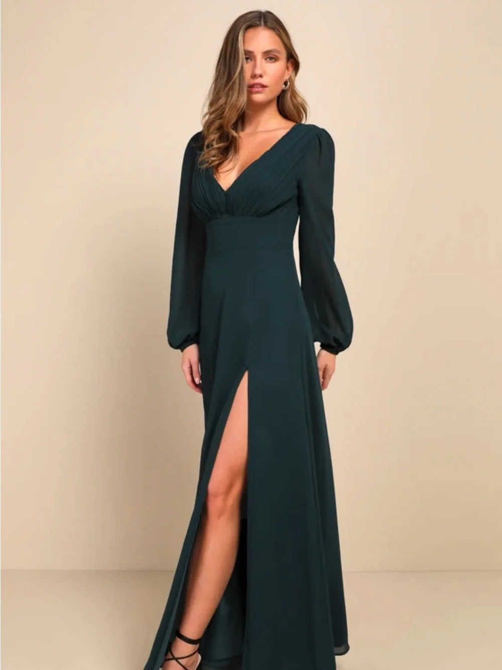 Lulus Marvelous Affair Emerald Green Pleated Lace-Up Maxi Dress Size Large